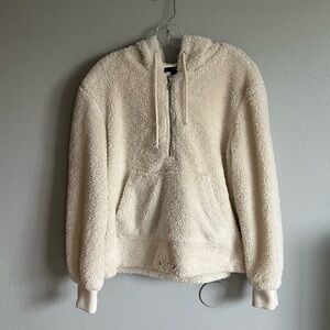 Forever 21 Women’s Medium Cream 1/4 Zip Teddy Bear Sherpa Hoodie